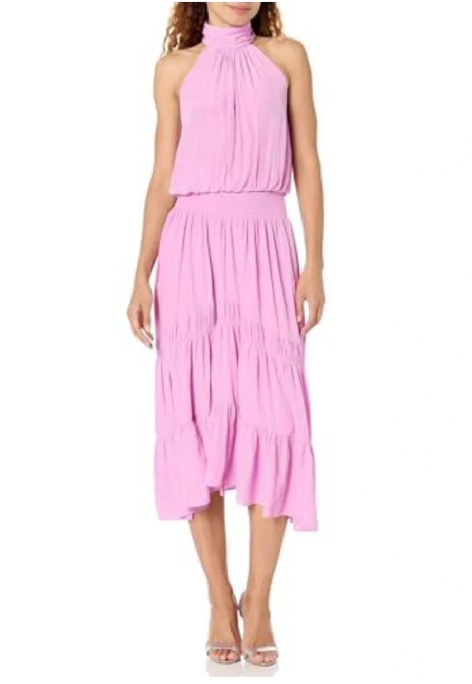 NWT Ramy Brook Ila High Neck Midi Dress Pink Maxi XXS
